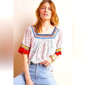 Maeve for Anthropologie top with tassel detail